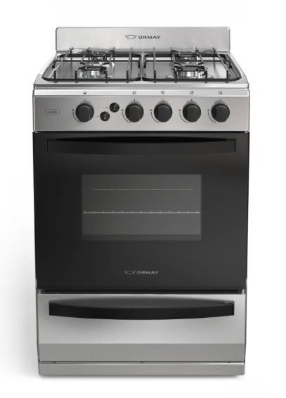 COCINA TEMPO MULTIGAS 4 HORNALLAS CON REJILLAS DIVIDIDAS  - EFICIENCIA ENERGÉNITCA A+ - ACERO - ORMAY 