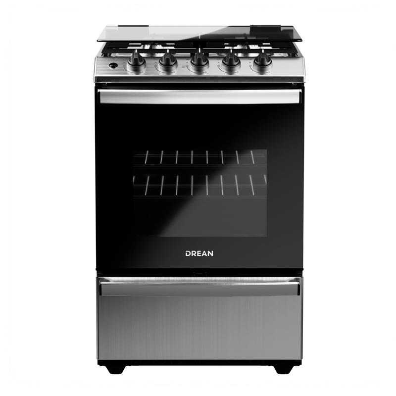 COCINA MULTIGAS 4 HORNALLAS 56CM - CAPELO DE VIDRIO - 2 QUEMADORES GRANDES Y 2 MEDIANOS - PARRILLA FUNDICIÓN - ACERO INOXIDABLE - DREAN [CD5614AI0]