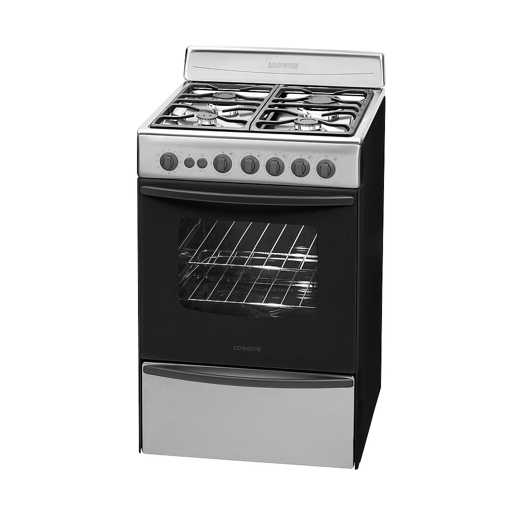 COCINA A GAS 56 CM LONGVIE - ACERO INOXIDABLE CON REJAS DE HIERRO FUNDIDO [13501XF]