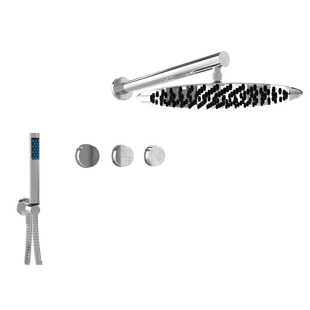 GRIFERÍA DUCHA 2 VIAS BICOMANDO CON TRANSFERENCIA Y DUCHADOR LUXURY CROMO - HIDROMET - 10 AÑOS DE GARANTÍA [15053CRCR]