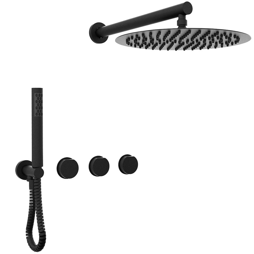 GRIFERÍA DUCHA 2 VIAS BICOMANDO CON TRANSFERENCIA Y DUCHADOR LUXURY NEGRO - HIDROMET - 10 AÑOS DE GARANTÍA [15053NEGR]