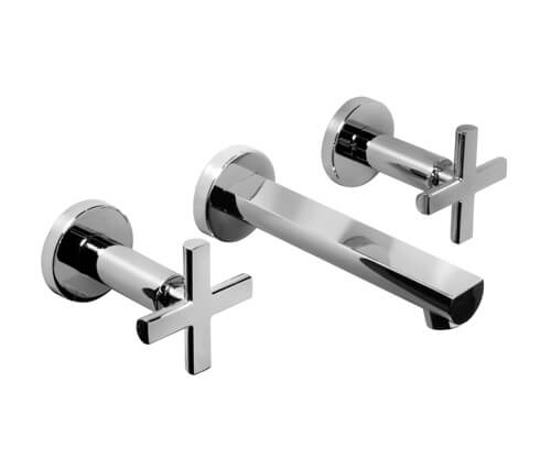 GRIFERÍA LAVATORIO DE PARED BICOMANDO FLAT CRUZ CROMO - HIDROMET - 10 AÑOS DE GARANTÍA [84180CRCR]