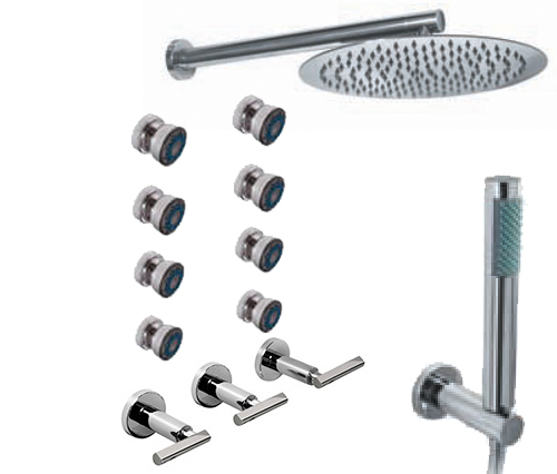 GRIFERÍA DUCHA 3 VIAS BICOMANDO CON TRANSFERENCIA , ESCOCESA Y DUCHADOR FLAT CRUZ CROMO - HIDROMET - 10 AÑOS DE GARANTÍA [84147CRCR]