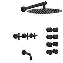 GRIFERÍA DUCHA 3 VIAS BICOMANDO CON TRANSFERENCIA Y ESCOCESA FLAT CRUZ NEGRO - HIDROMET - 10 AÑOS DE GARANTÍA [84140NEGR]