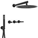 GRIFERÍA DUCHA 2 VIAS BICOMANDO CON TRANSFERENCIA Y DUCHADOR FLAT LEVER NEGRO - HIDROMET - 10 AÑOS DE GARANTÍA [84165NEGR]