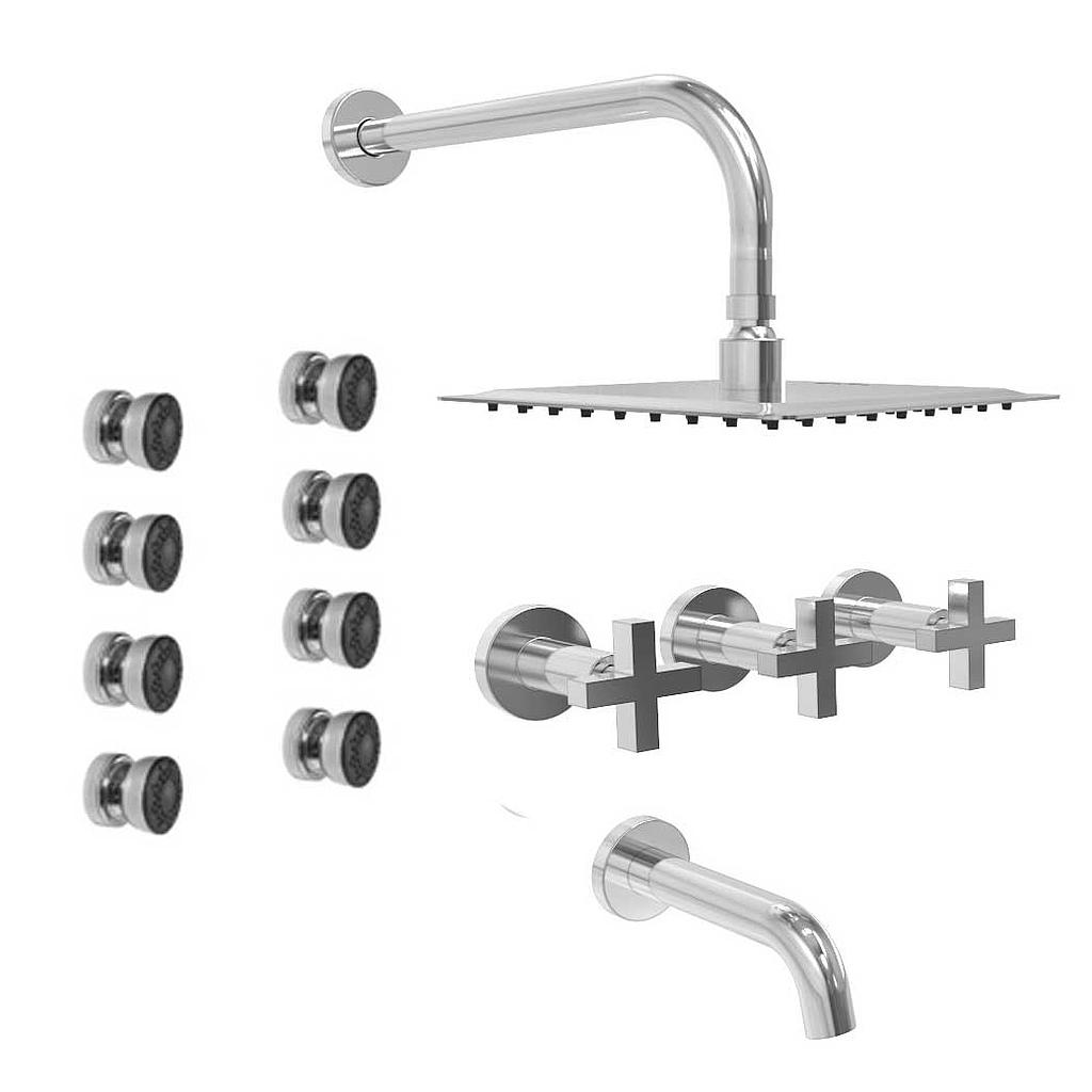 GRIFERÍA DUCHA 3 VIAS BICOMANDO CON ESCOCESA LOOK CRUZ CROMO - HIDROMET - 10 AÑOS DE GARANTÍA [31140CRCR]