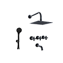 GRIFERÍA DUCHA 2 VIAS BICOMANDO CON TRANSFERENCIA Y DUCHADOR LOOK CRUZ NEGRO - HIDROMET - 10 AÑOS DE GARANTÍA [31163NEGR]