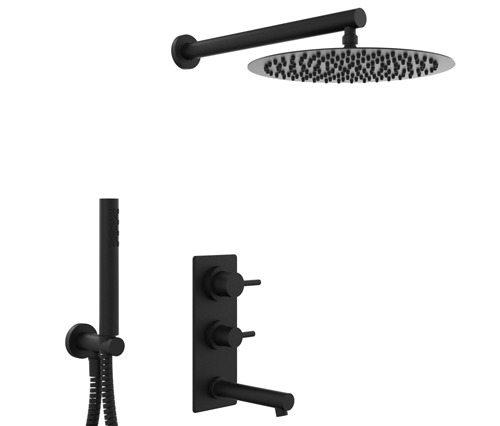 GRIFERÍA DUCHA 3 VIAS MONOCOMANDO CON DUCHADOR ONE BLOCK NEGRO - HIDROMET - 10 AÑOS DE GARANTÍA [3510NEGR]
