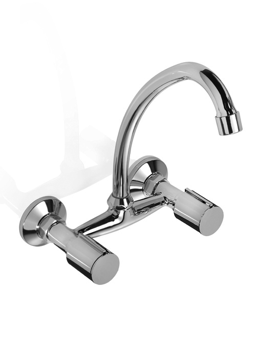 GRIFERÍA BICOMANDO CONVENCIONAL DOMANI COCINA PARED DOS LLAVES CROMO PIAZZA [31011]