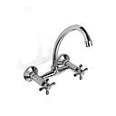 GRIFERÍA BICOMANDO CONVENCIONAL VILLAGE COCINA PARED DOS LLAVES CROMO PIAZZA [31411]