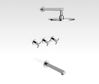 GRIFERÍA BICOMANDO CIERRE CERAMICO GUILTY CRUZ DUCHA EMBUTIR CON TRANSFERENCIA CROMO PIAZZA [22406]