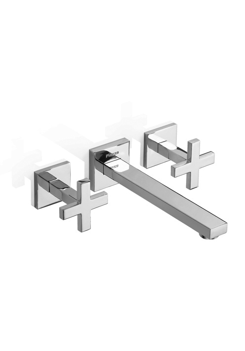 GRIFERÍA BICOMANDO CIERRE CERAMICO UNIQUE CRUZ LAVATORIO DE PARED CROMO PIAZZA [22803]