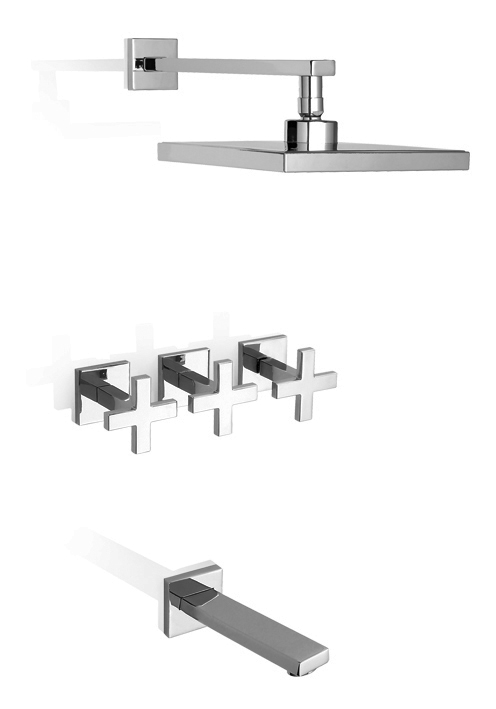 GRIFERÍA BICOMANDO CIERRE CERAMICO UNIQUE CRUZ DUCHA EMBUTIR CON TRANSFERENCIA CROMO - DISCONTINUO - PIAZZA [22806]