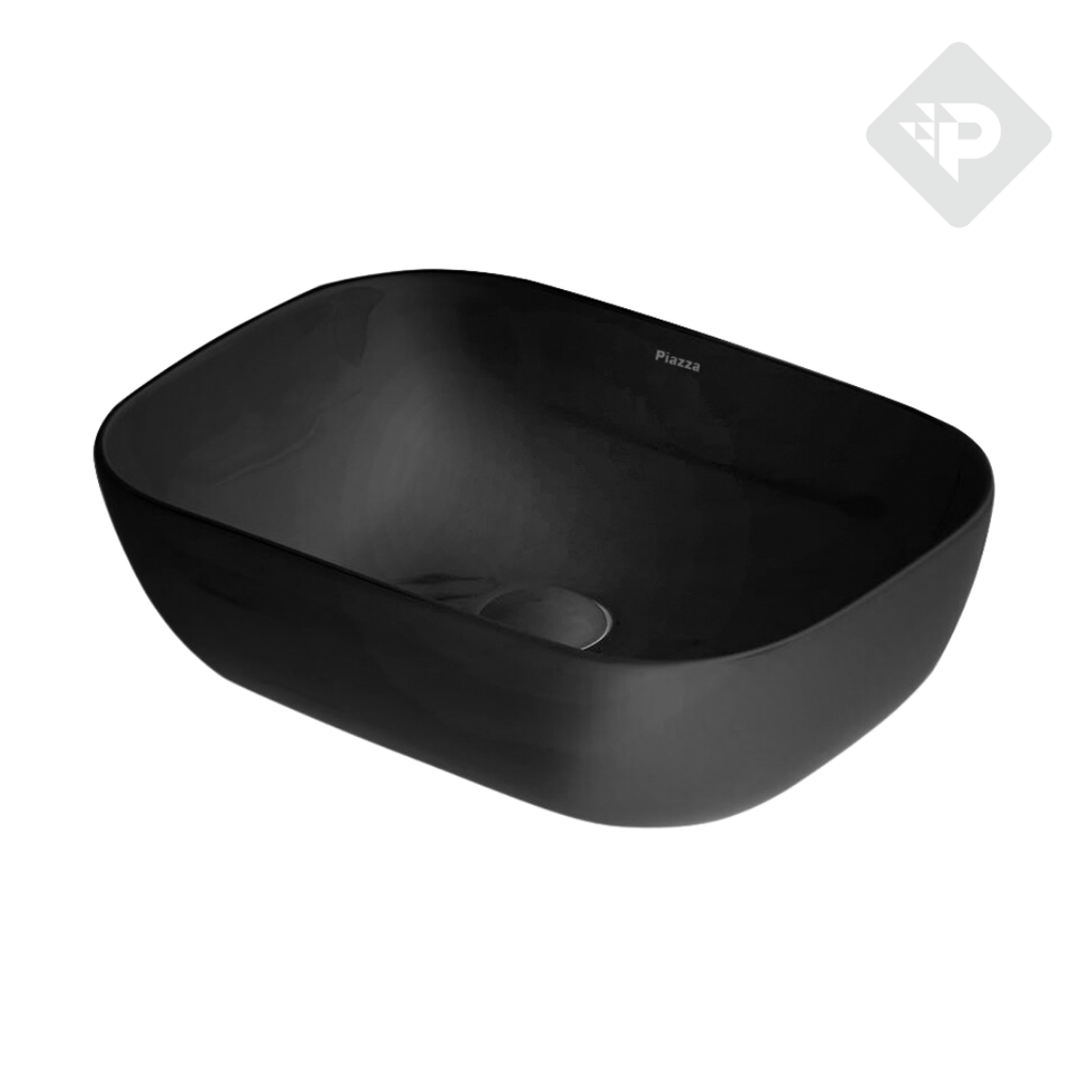 BACHA APOYO RECTANGULAR  - LAVATORIO PILETA -  NEGRO - PIAZZA [A426NE]