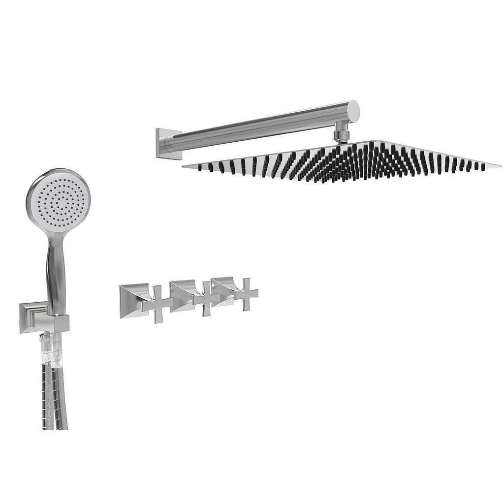 GRIFERÍA DE 2 VIAS CON TRANSFERENCIA Y DUCHADOR NEW CASTLE ETC CRUZ BLANCO - HIDROMET - 10 AÑOS DE GARANTÍA [51063BLBL]