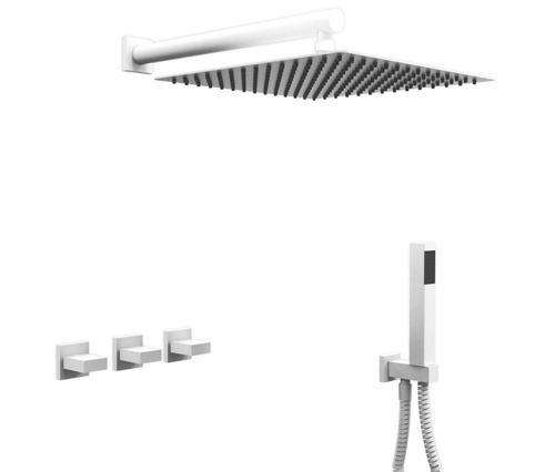 GRIFERÍA DUCHA 2 VIAS BICOMANDO CON TRANSFERENCIA Y DUCHADOR BLOCK UP BLANCO - HIDROMET - 10 AÑOS DE GARANTÍA [34063BLBL]