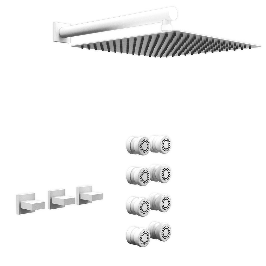 GRIFERÍA DUCHA 2 VIAS BICOMANDO CON TRANSFERENCIA Y ESCOCESA BLOCK UP BLANCO - HIDROMET - 10 AÑOS DE GARANTÍA [34057BLBL]