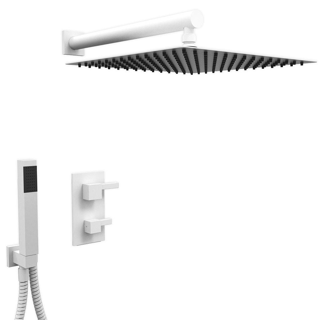 GRIFERÍA DUCHA 2 VIAS MONOCOMANDO CON DUCHADOR ONE BLOCK BLANCO - HIDROMET - 10 AÑOS DE GARANTÍA [3505BLBL]