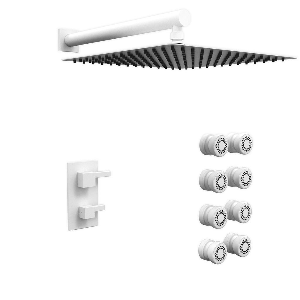 GRIFERÍA DUCHA 2 VIAS MONOCOMANDO CON ESCOCESA ONE BLOCK BLANCO - HIDROMET - 10 AÑOS DE GARANTÍA [3557BLBL]