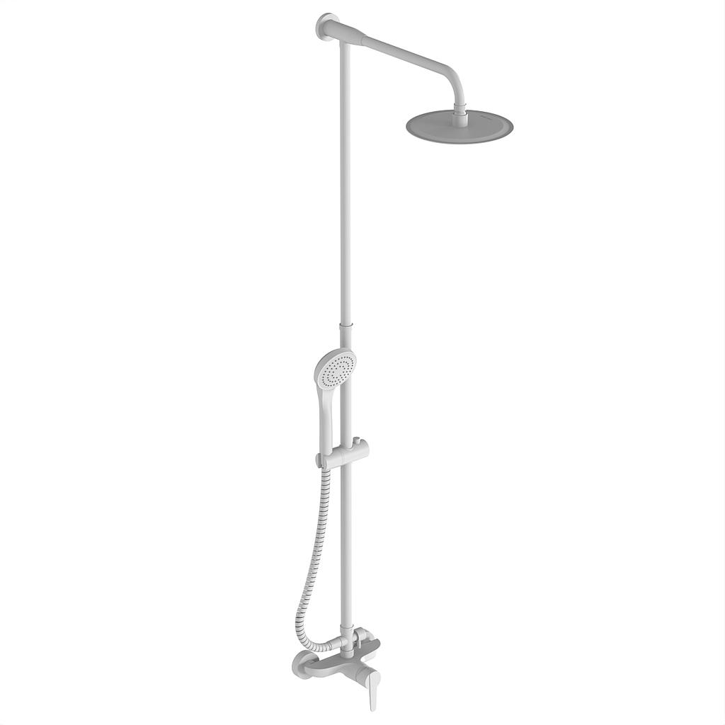 GRIFERÍA DUCHA EXTERIOR MONOCOMANDO CON TRANSFERENCIA , BARRAL Y DUCHADOR FLAT CROMO - HIDROMET - 10 AÑOS DE GARANTÍA [08405CRCR]