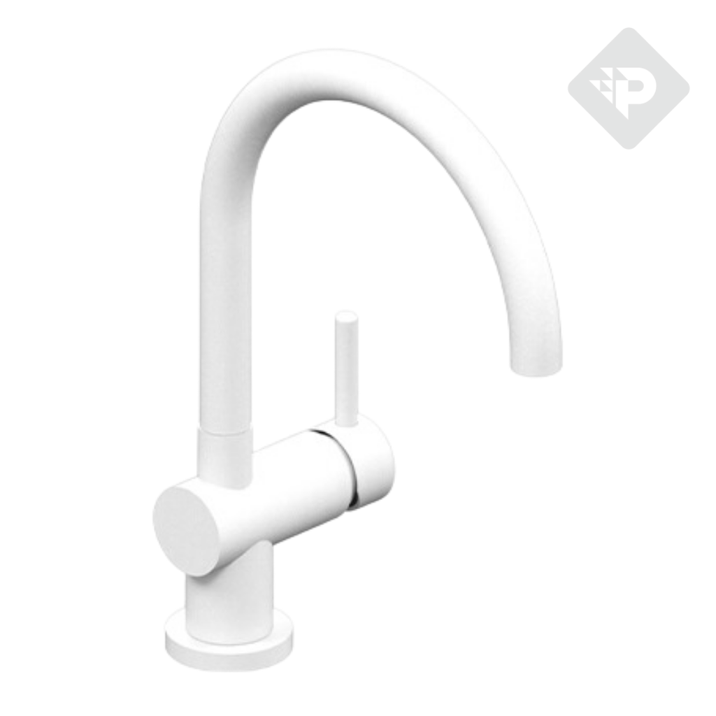 GRIFERÍA COCINA MONOCOMANDO JOCKEY PICO CURVO BLANCO - HIDROMET - 10 AÑOS DE GARANTÍA [6380BLBL]
