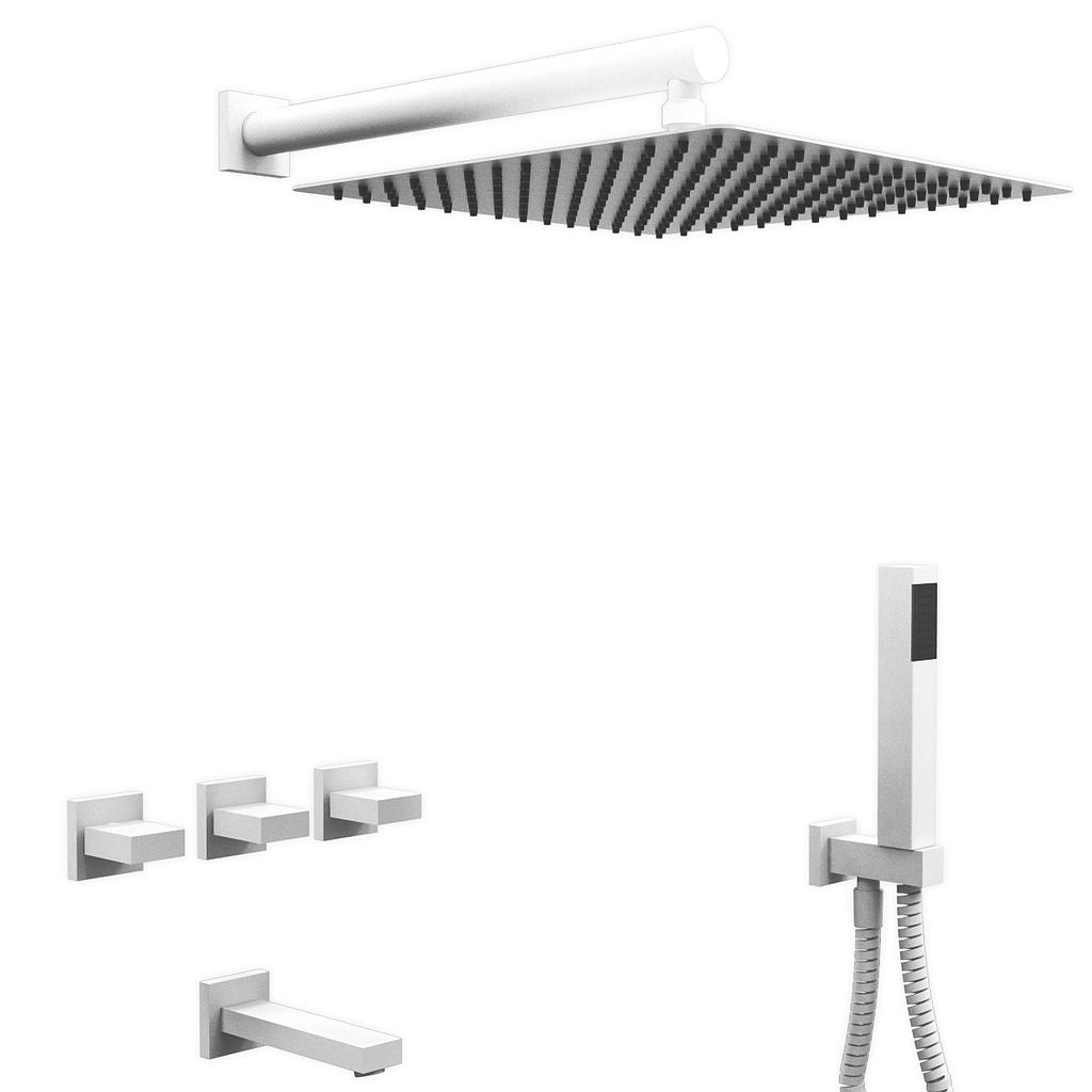 [26406] GRIFERÍA DUCHA 3 VIAS BICOMANDO CON TRANSFERENCIA Y DUCHADOR BLOCK UP BLANCO - HIDROMET - 10 AÑOS DE GARANTÍA [34005BLBL]