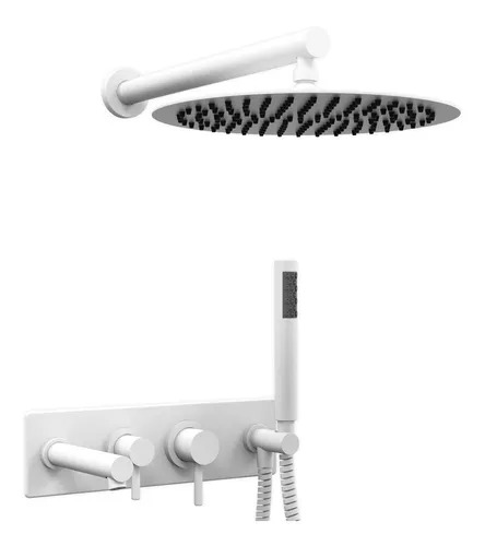 [26496] GRIFERÍA DUCHA INTEGRAL 3 VIAS BICOMANDO CON PICO, LLUVIA Y DUCHADOR ONE BLANCO - HIDROMET - 10 AÑOS DE GARANTÍA [3008BLBL]