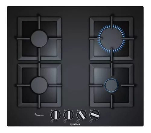 [27652] ANAFE A GAS 4 HORNALLAS NEGRO CON PARRILLAS DE HIERRO - BOSCH [PPP6A6B20]