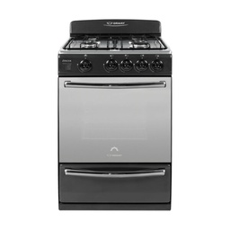 [28580] COCINA MULTIGAS 4 HORNALLAS CON REJILLAS DIVIDIDAS  - EFICIENCIA ENERGÉNITCA A+ - CRISTAL ESPEJADO - PARRILLA - NEGRO - ORMAY [INOX N]