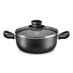 [31263] OLLA ALTA 22 CM GRAFITO CRISTAL ANTIADHERENTE TAPA VIDRIO [8868]