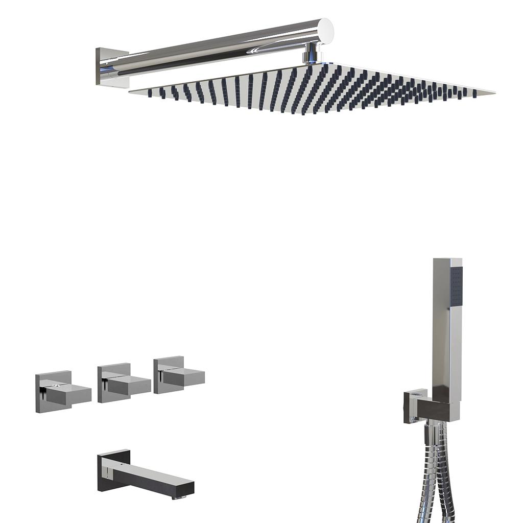 [23719] GRIFERÍA DUCHA 3 VIAS BICOMANDO CON TRANSFERENCIA Y DUCHADOR BLOCK UP CROMO - HIDROMET - 10 AÑOS DE GARANTÍA [34005CRCR]