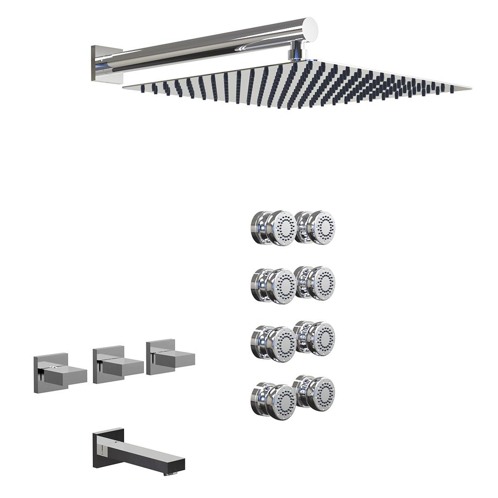[23720] GRIFERÍA DUCHA 3 VIAS BICOMANDO CON TRANSFERENCIA Y ESCOCESA BLOCK UP CROMO - HIDROMET - 10 AÑOS DE GARANTÍA [34045CRCR]