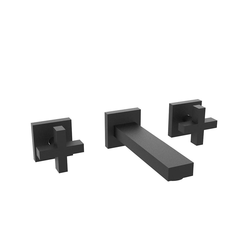 [23761] GRIFERÍA LAVATORIO DE PARED BICOMANDO BLOCK CRUZ NEGRO - HIDROMET - 10 AÑOS DE GARANTÍA [03480NEGR]