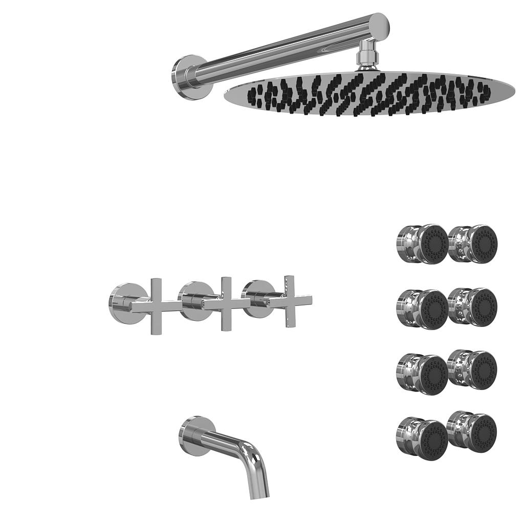 [23816] GRIFERÍA DUCHA 3 VIAS BICOMANDO CON TRANSFERENCIA Y ESCOCESA FLAT CRUZ CROMO - HIDROMET - 10 AÑOS DE GARANTÍA [84140CRCR]