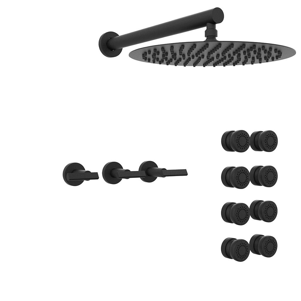 [23847] GRIFERÍA DUCHA 2 VIAS BICOMANDO CON TRANSFERENCIA ESCOCESA FLAT LEVER NEGRO - HIDROMET - 10 AÑOS DE GARANTÍA [84167NEGR]