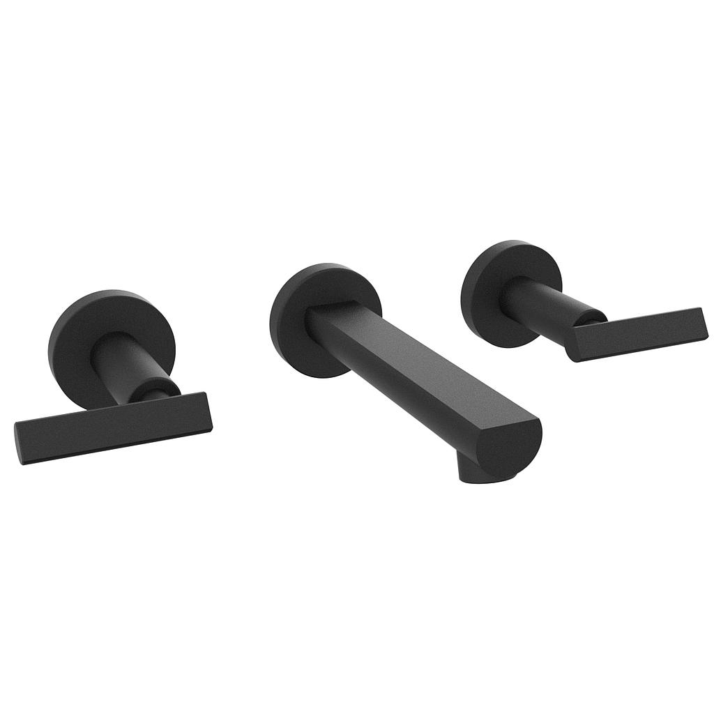 [23848] GRIFERÍA LAVATORIO DE PARED BICOMANDO FLAT LEVER NEGRO - HIDROMET - 10 AÑOS DE GARANTÍA [84190NEGR]