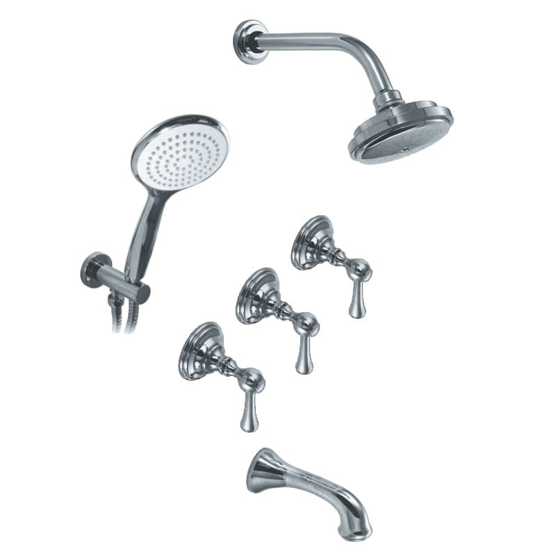 [23862] GRIFERÍA DUCHA 3 VIAS BICOMANDO CON DUCHADOR BEVERLY LEVER CROMO - HIDROMET - 10 AÑOS DE GARANTÍA [00410CRCR]