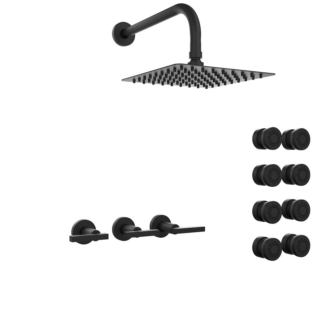 [23925] GRIFERÍA DUCHA 2 VIAS BICOMANDO CON ESCOCESA LOOK LEVER NEGRO - HIDROMET - 10 AÑOS DE GARANTÍA [31167NEGR]