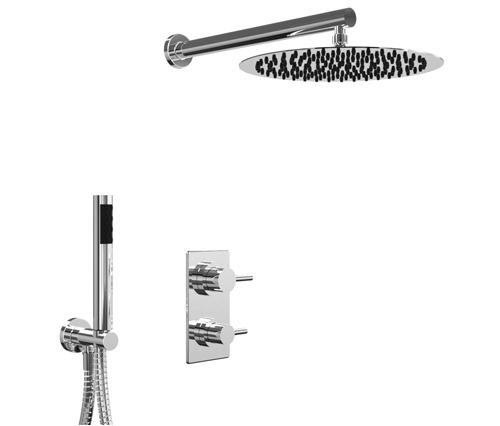 [24114] GRIFERÍA DUCHA 2 VIAS MONOCOMANDO CON LLUVIA Y DUCHADOR ONE CROMO - HIDROMET - 10 AÑOS DE GARANTÍA [03012CRCR]
