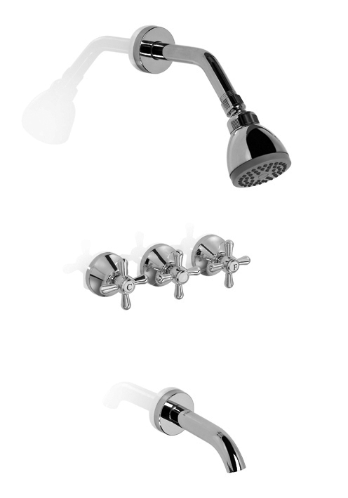 [24290] GRIFERÍA BICOMANDO CONVENCIONAL VILLAGE BAÑERA DE EMBUTIR CON TRANSFERENCIA CROMO PIAZZA [31406]